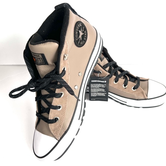 Converse Chuck Taylor All Star Street Mid Leather Sneaker, 166072C Sizes 9 Mason - Picture 6 of 16
